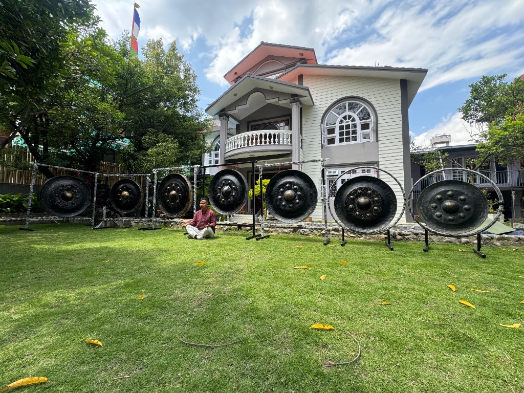 Outdoor Gong Display at Singing Bowl & Gong House